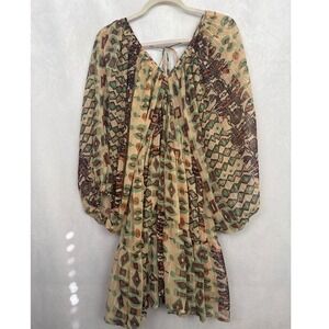 Anthropologie Mahila Sheer V-Neck Kaftan Dress Womens Boho Spring Summer Cruise